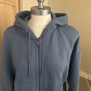 Calvin Klein Women's Slate Blue Zip-Up Hoodie